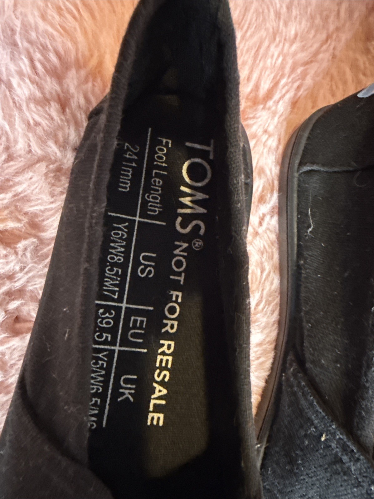 TOMS Canvas Shoes Black Flats Cotton Upper