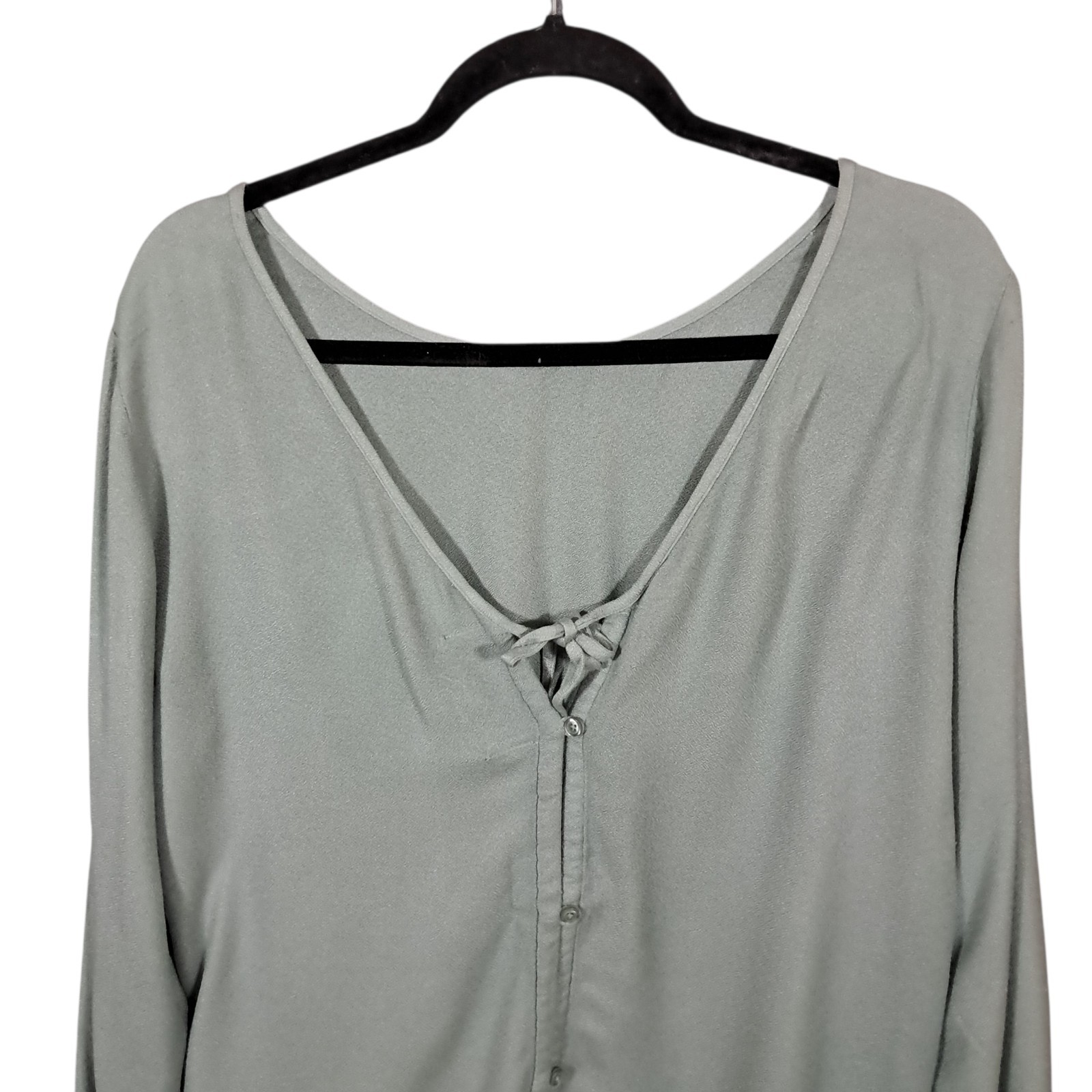 Cloth & Stone Womens Top Small Tie Back Long Sleeve Seafoam Oversized Office