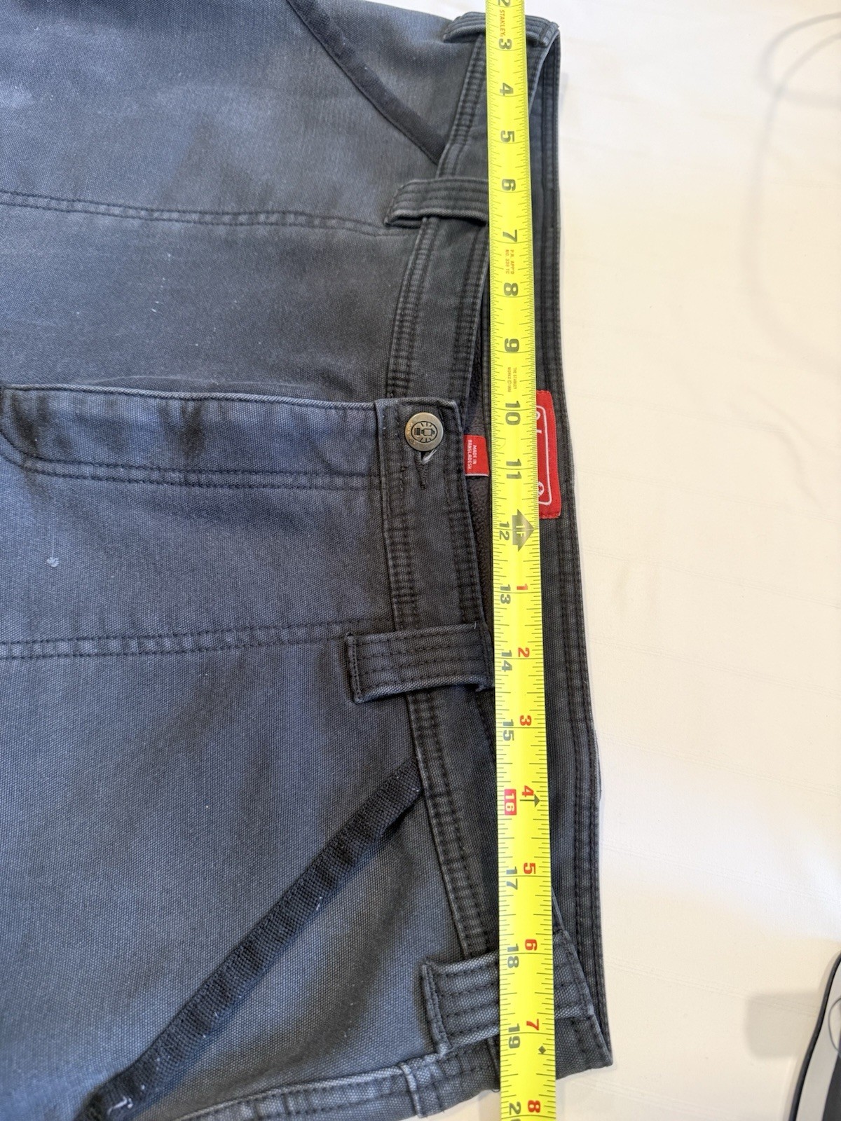 Distress Coleman Men’s Gray Fleece Lined Workwear Pants 38W Relaxed Straight Leg