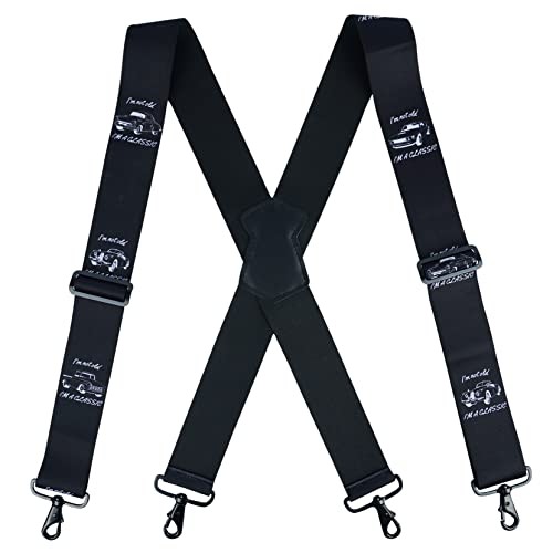 Men’s Suspender 1.5/2 Inch Wide Suspenders Full Elastic X 2 inch Classic Car