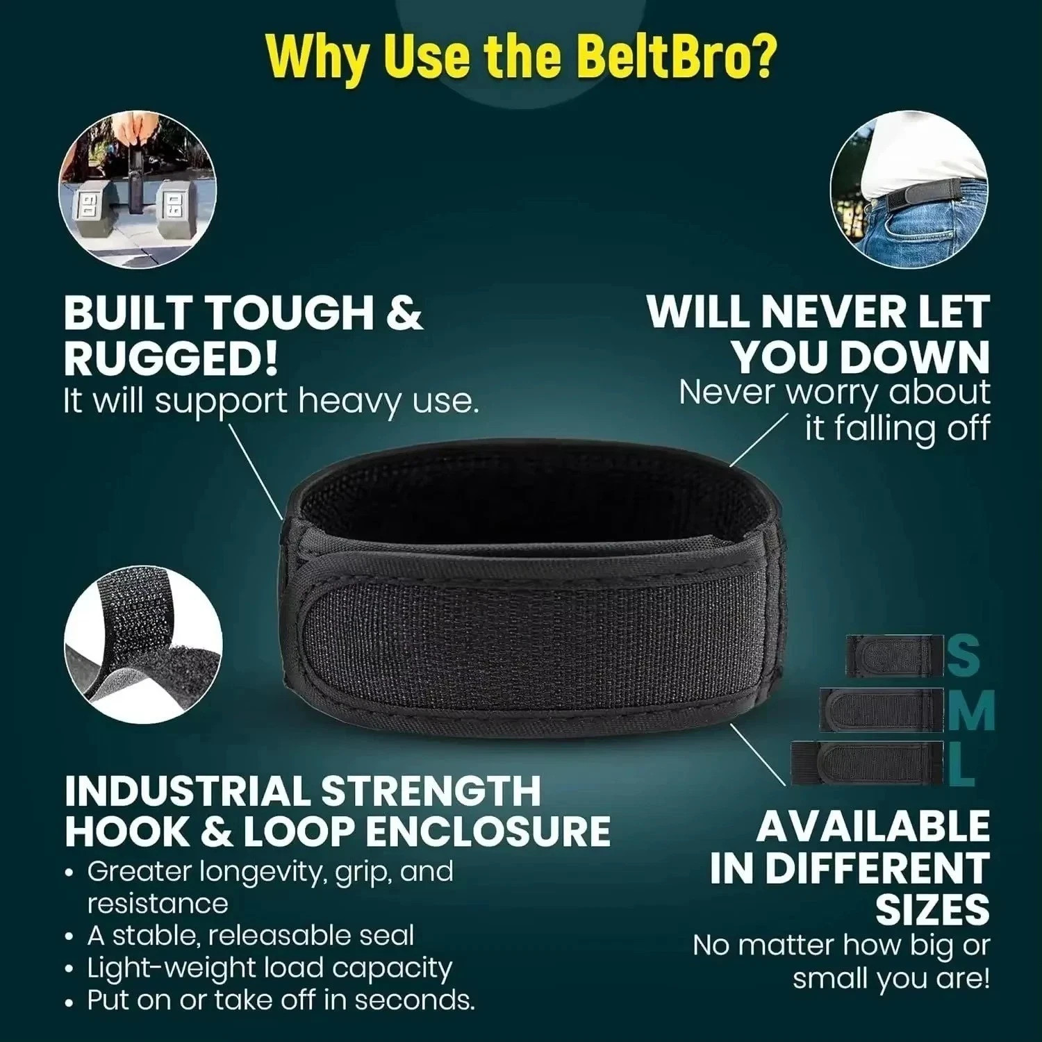 2pcs Black Belt Bro Titan No Buckle Elastic Belt M U.S. inventory