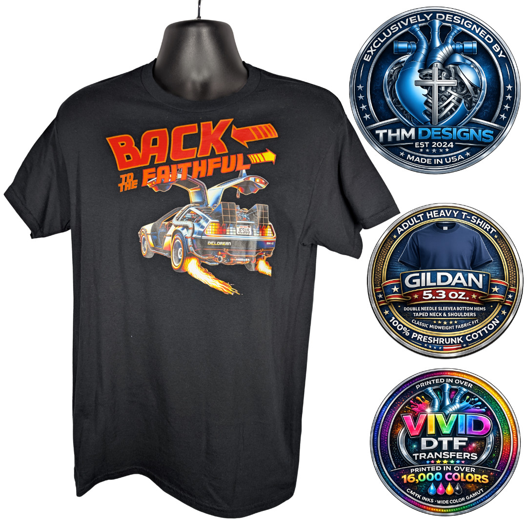 Back to the Faithful Christian Graphic Tee Gildan G500 Mens M NWT RTS
