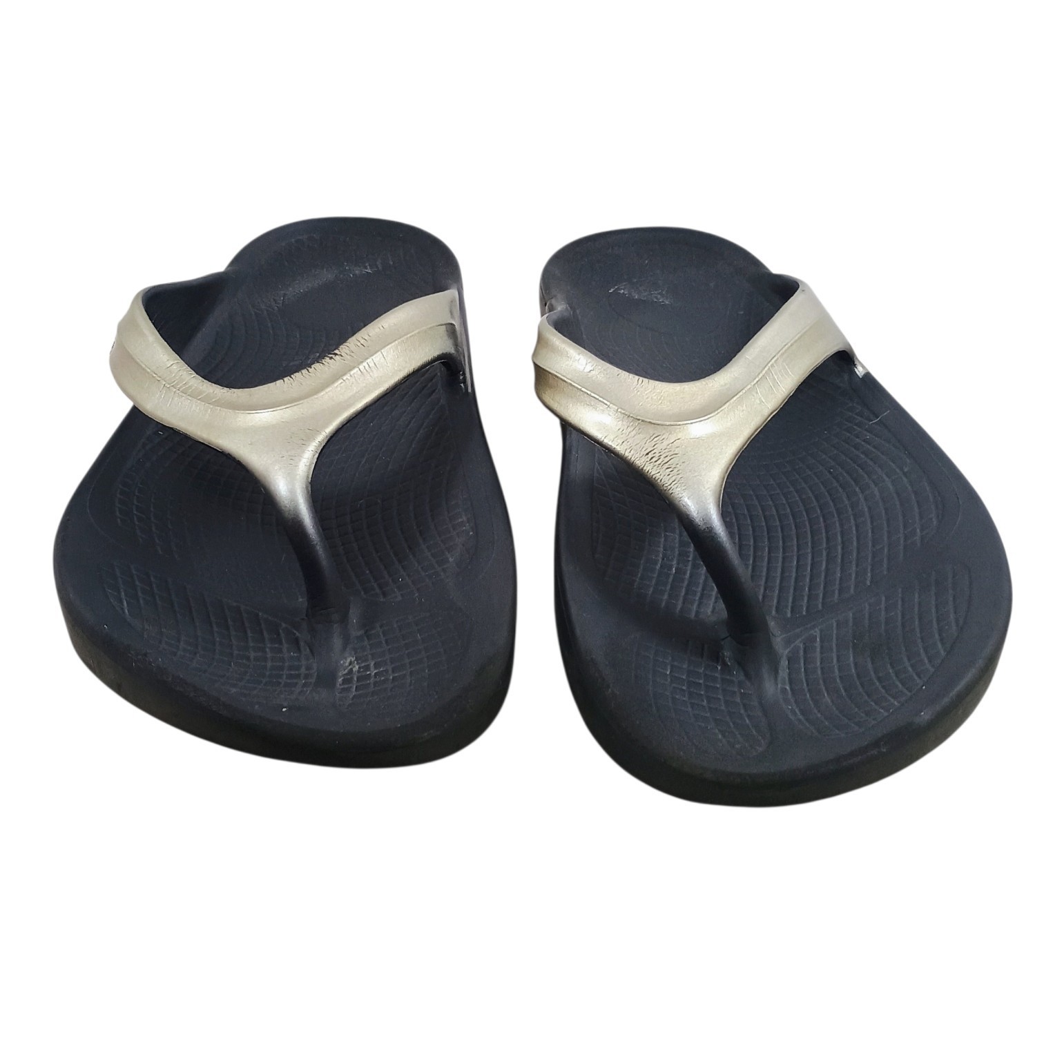 OOFOS Oolala Recovery Thong Sandals Latte Black Women’s Size 8 EU 39