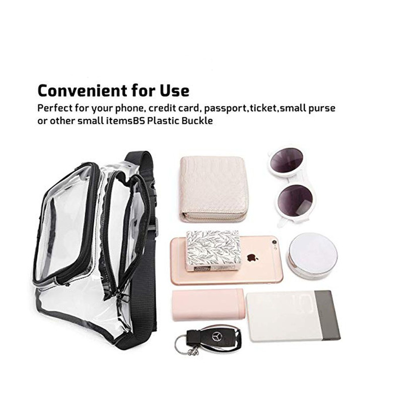 Clear USB Tote Bag PVC Zipper Stadium Approved Shoulder Handbag Purse Chest