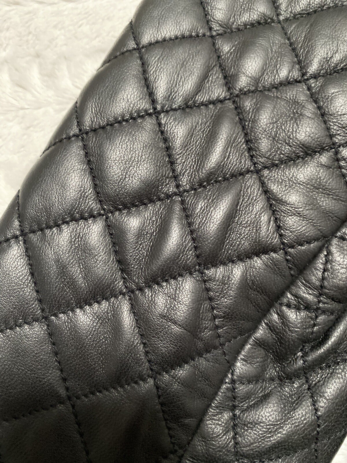 TROUVÉ Quilted 100% Leather Trim & Wool Blend Moto Jacket Women’s Sz M $258 NEW!