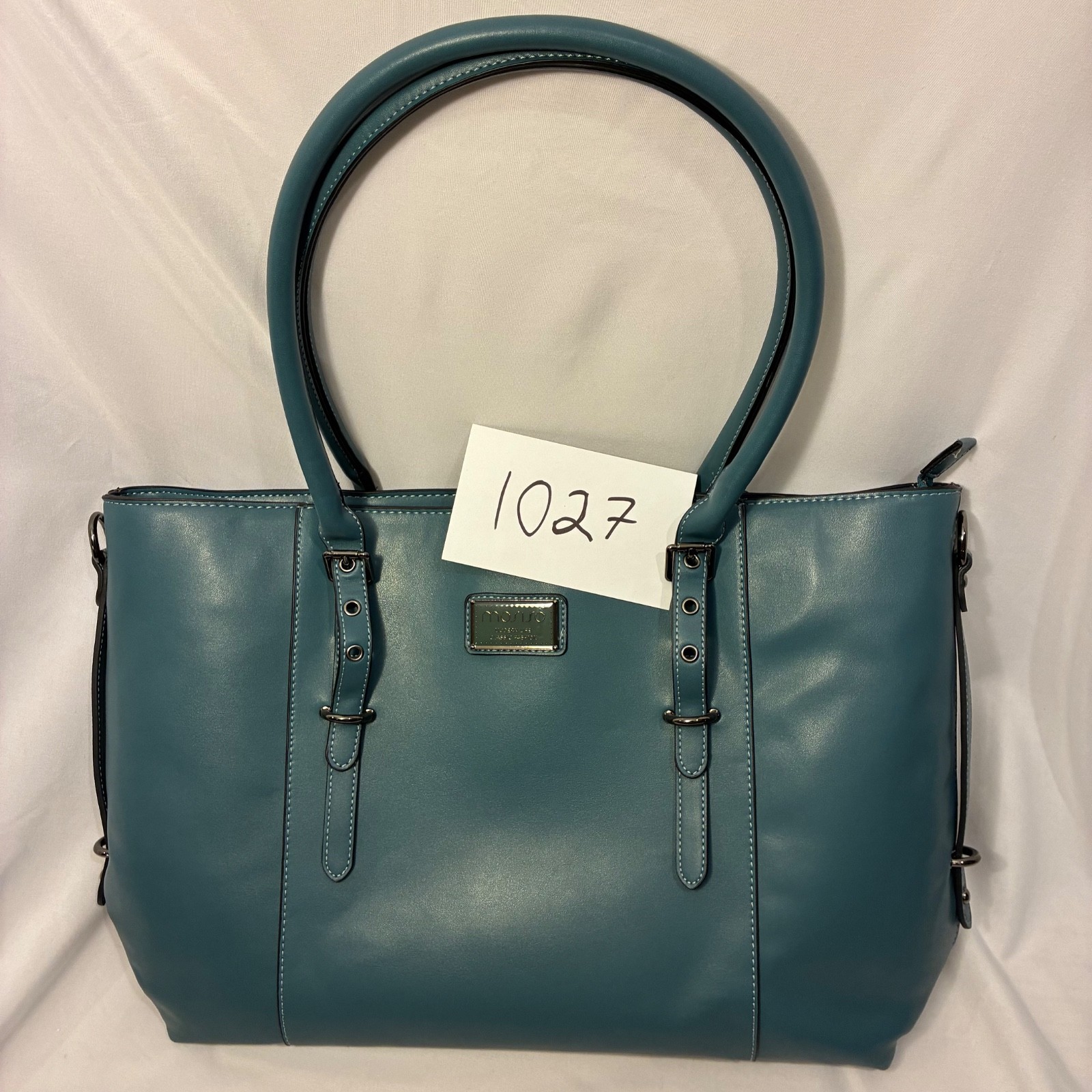 18 inch Laptop Tote Bag Leather Messenger Handbag Blue