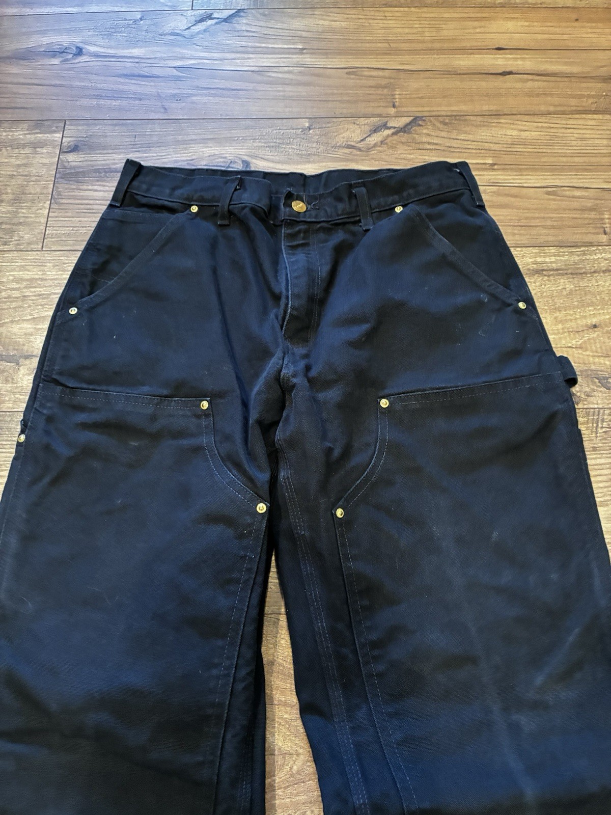 VTG Carhartt Double Knee Pants B01 BLK 33×30 Black Faded