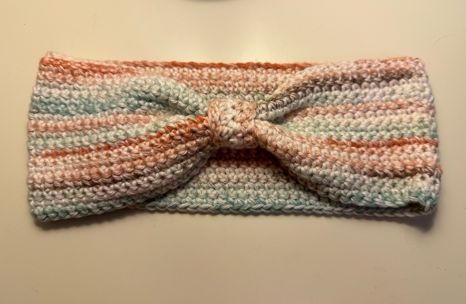 Handmade Orange Green Tan Crochet Headband/ Ear warmer