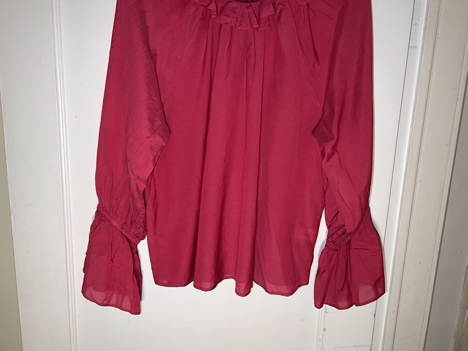 Mille Resort & Travel Pink Blouse Ruffle Balloon Sleeve Pink Size M. d403