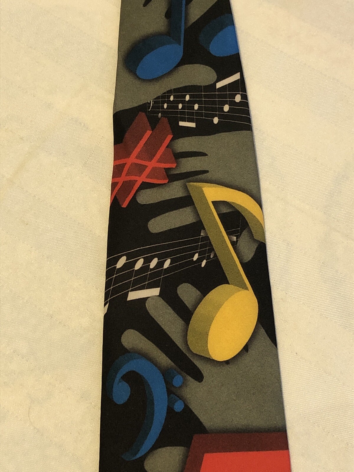 Ralph Marlin Music Tie “Musical Notes II” Black Multi-Color Necktie 56″x3.75