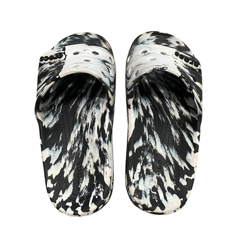 CROCS Classic Black & White Marbled Slide Sandals Unisex Men’s 9/Women’s 11