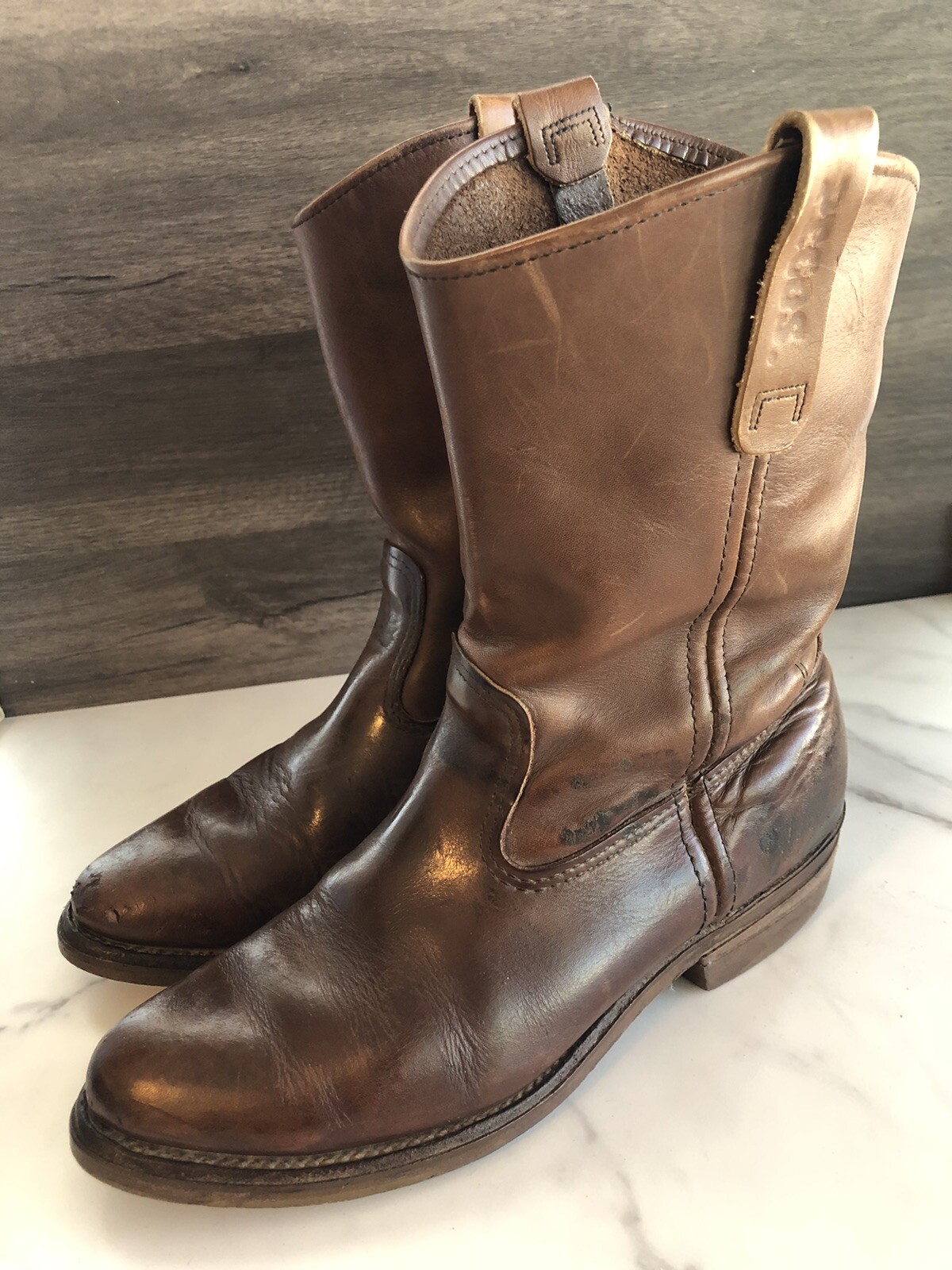 Red Wing 1155 Pecos Leather Work Boots Heritage Nailseat Soft Toe USA Size 8 E