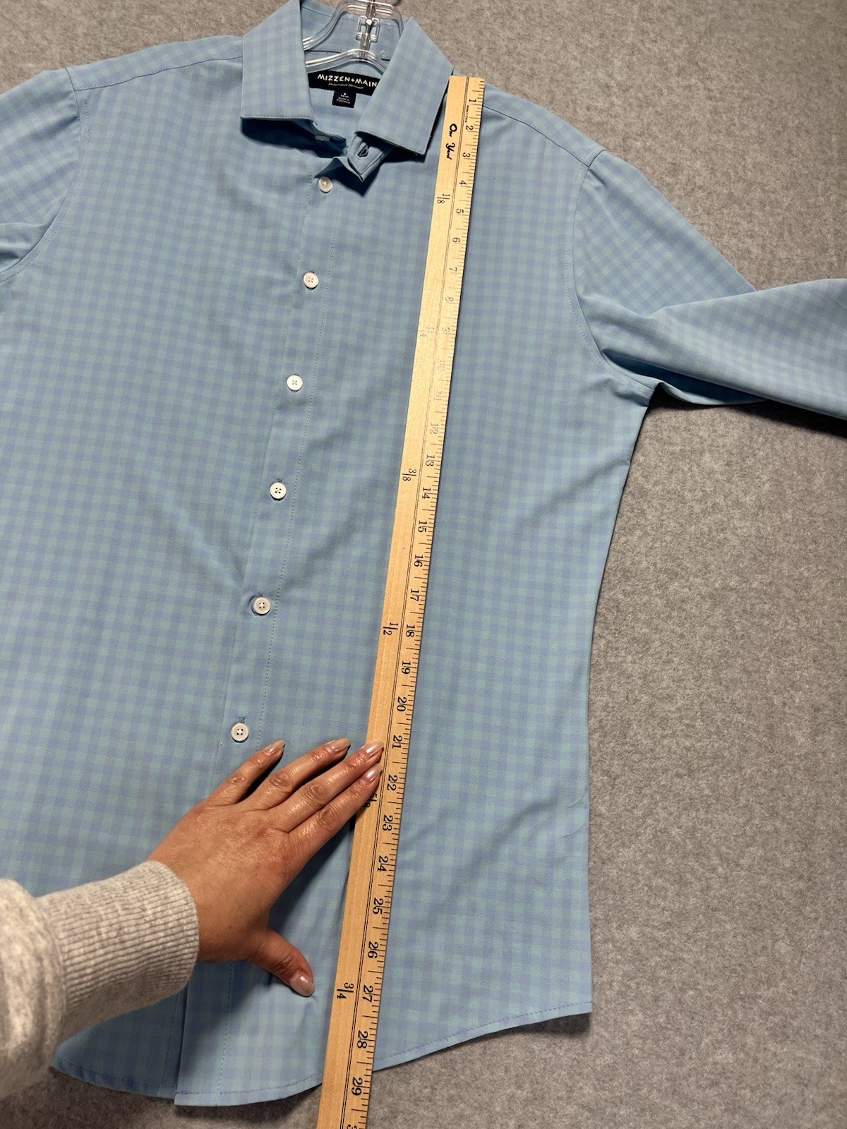Mizzen+Main Performance Menswear Men’s Long Sleeve Shirt, Small, Plaid, Trim Fit