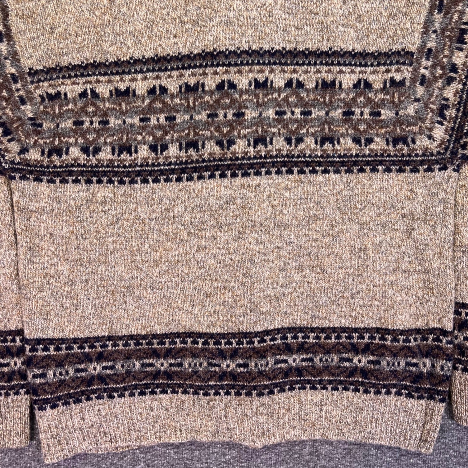 Croft & Barrow Wool Cardigan Womens Small Tan Fair Isle Button Casual Collared
