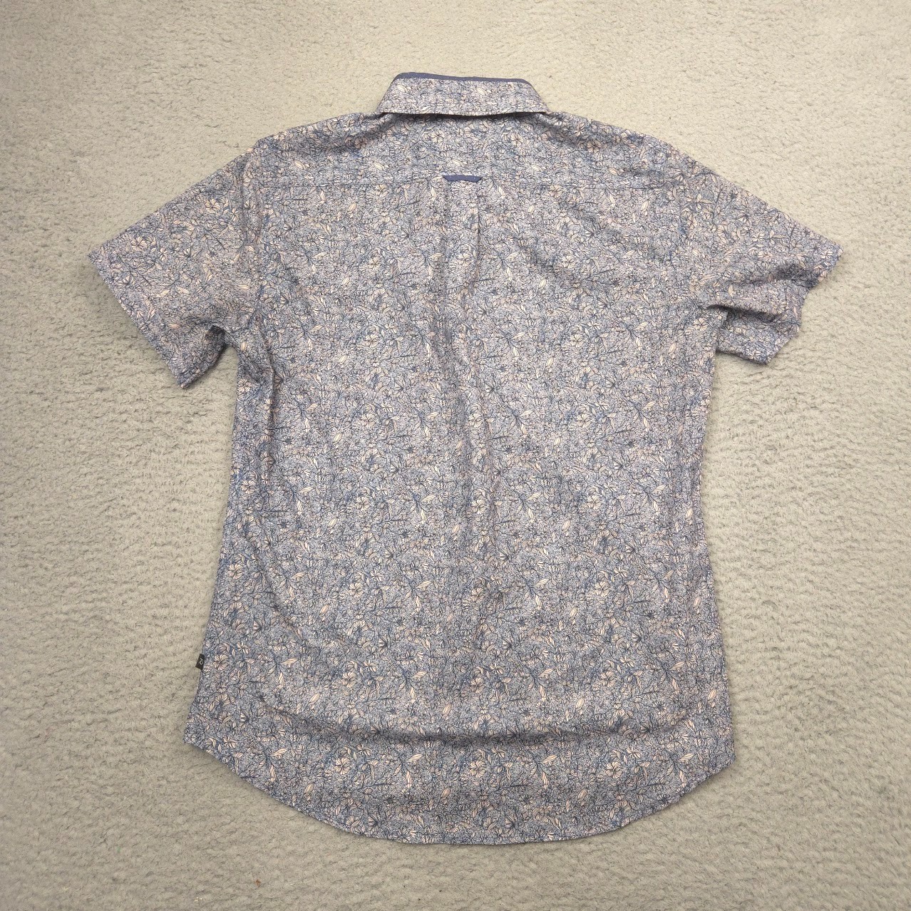 7Diamonds Kingston Sunset Shirt Mens Medium Blue Floral Short Sleeve Stretch