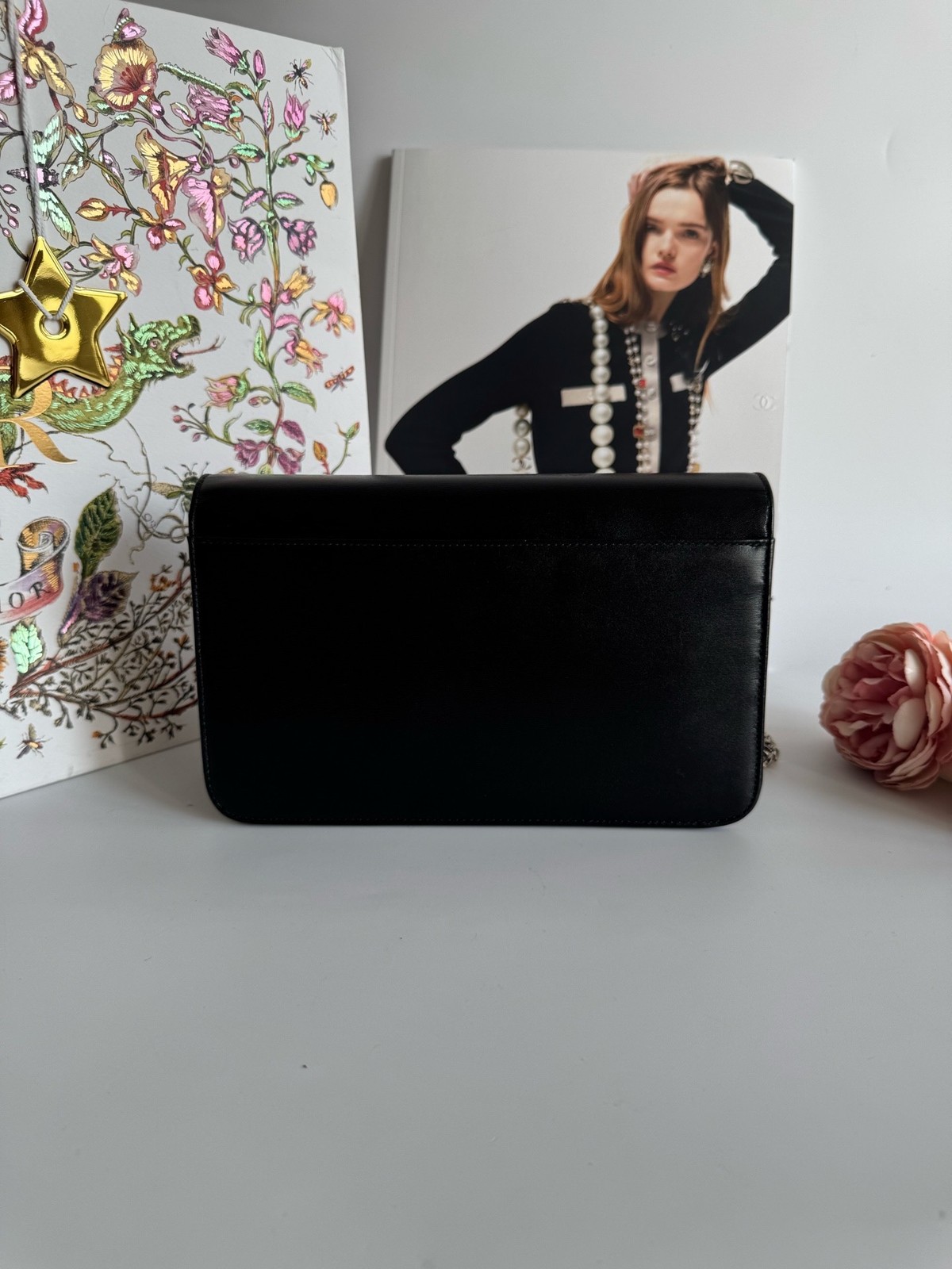 Dior Pre-Owned Authentic Chain Bag Black 21×13×6cm Silver