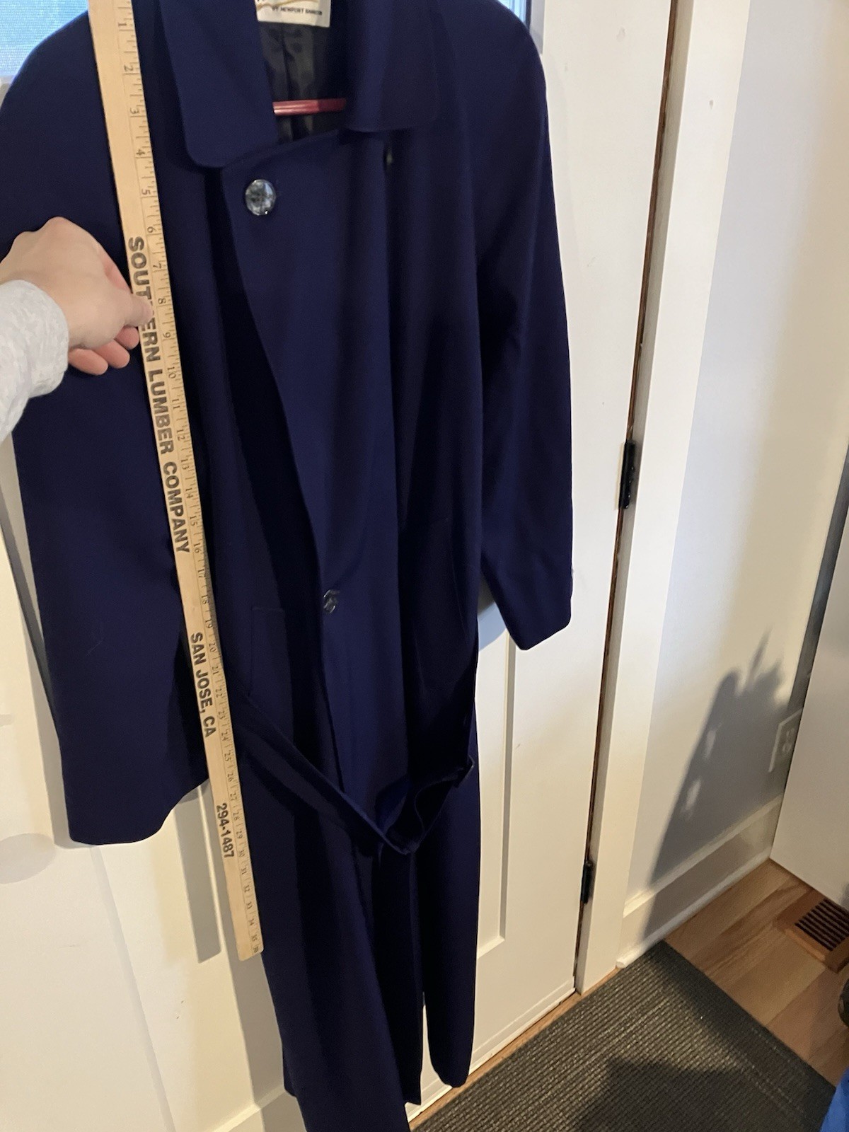 Marina By Newport Harbor Double Breasted Trench Coat Full Length 100% Wool