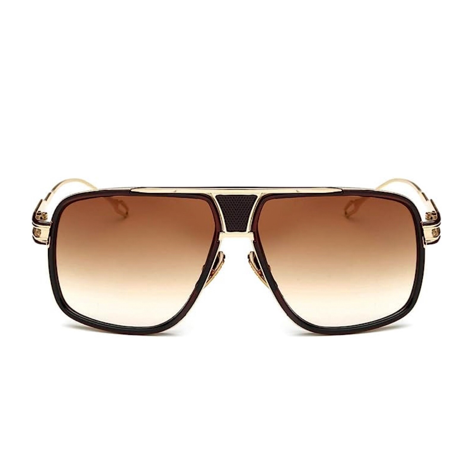 Mens Retro Aviator Classic Brown Tint Shades Gold Alloy Frame Beach Sunglasses