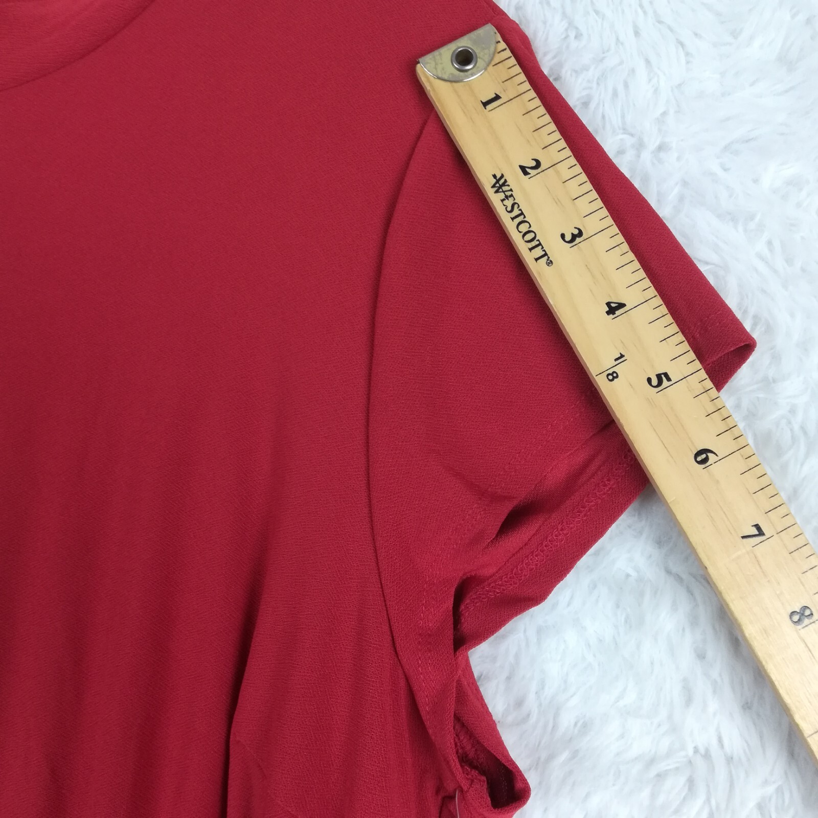A. U. W. Womens Dress Fit & Flare Red Tiered Above Knee Short Sleeve Plus 1X New