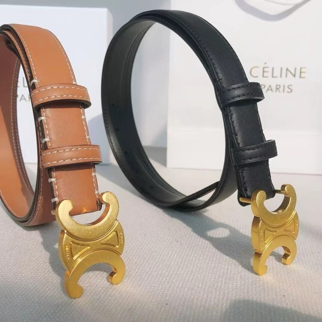 Celine Brown /Black sided Belt for Women in Tan 100cm Size NEW With Box