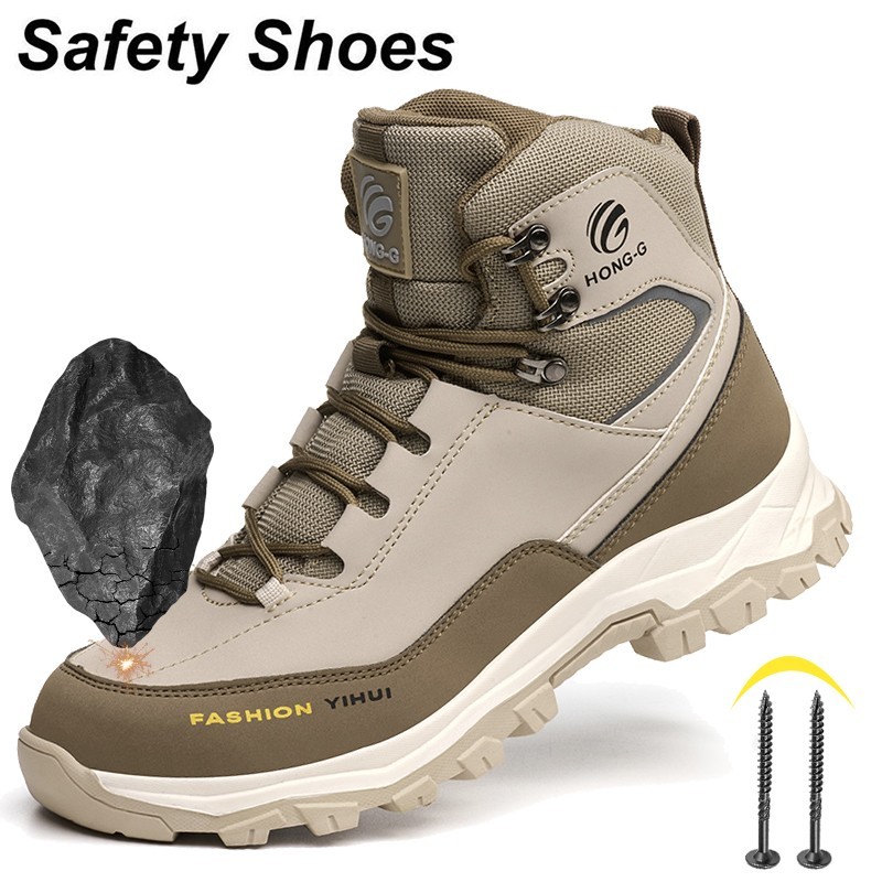 Non Slip Safety Shoes Men Steel Toe Work Boots Indestructible Protective Shoes