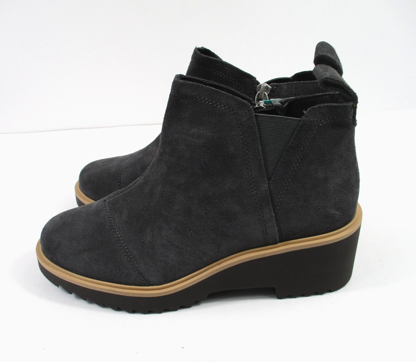 -NEW TOMS Maude Forged Iron Wide Width Suede Wedge Bootie Women’s Boots Sz 8.5W