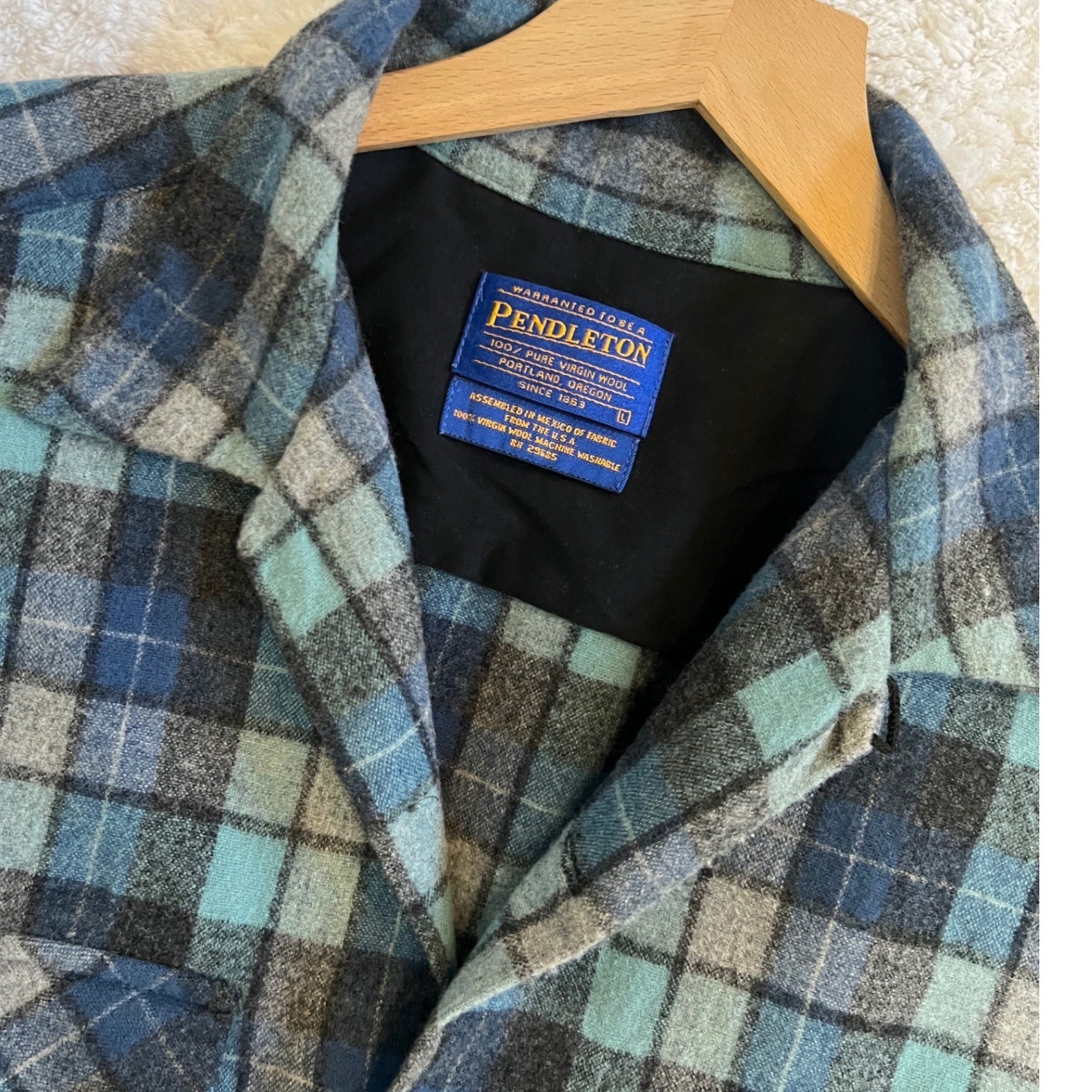 Pendleton Board Shirt Mens Large Blue Plaid Beach Boys Limited Edition Wool