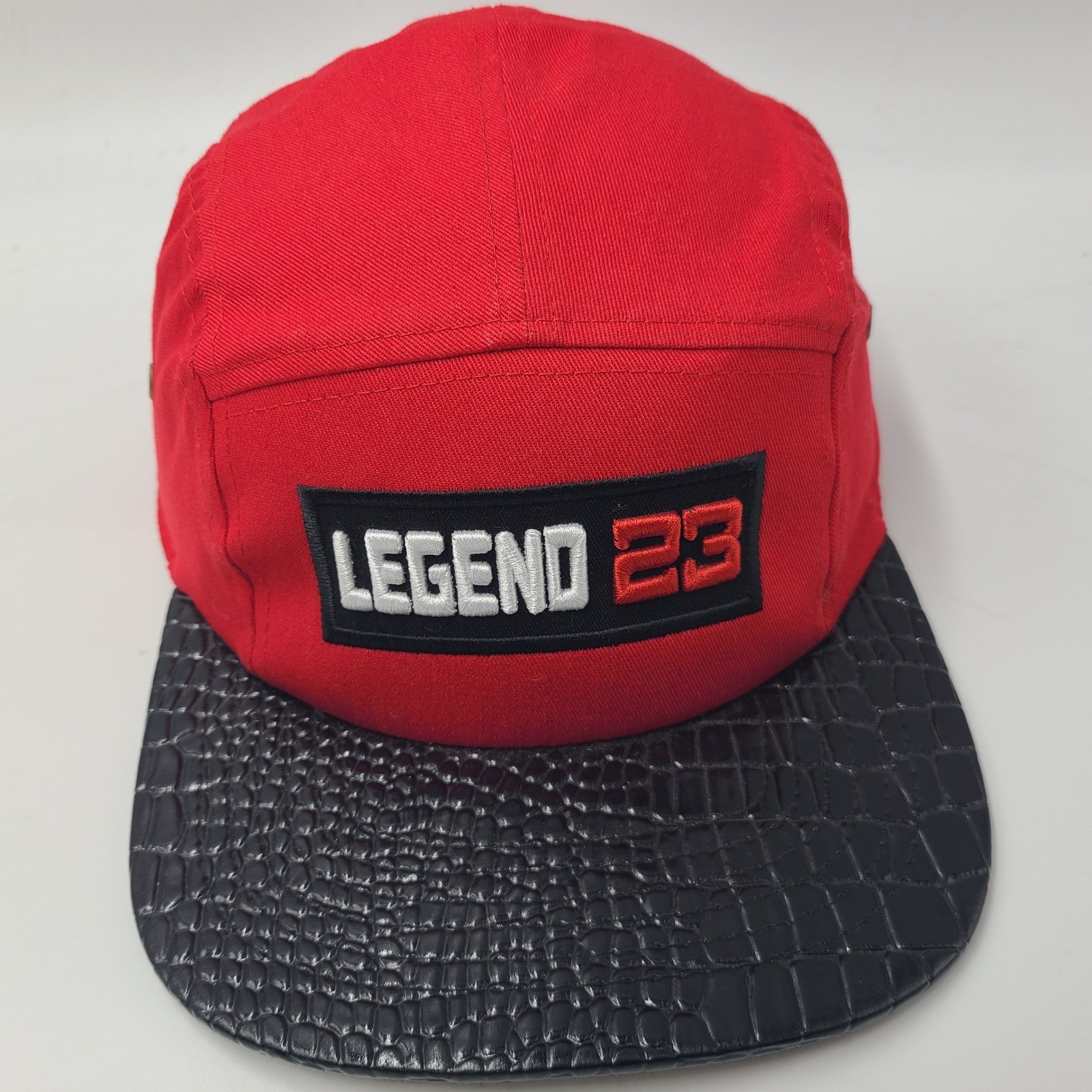 5 Panel Hat Strapback Muka Headwear Red Black Legend 23 Faux Crocodile Brim Men