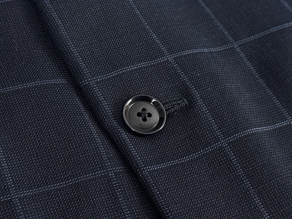 Pal Zileri Made in Italy Navy Windowpane Blazer EU-52R Drop 8 100% Wool Jacket