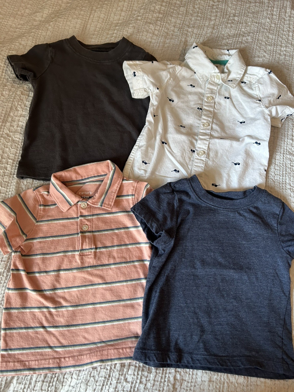 Huge 50 piece Baby boy clothing lot size 12 months EUC sleepers outfits