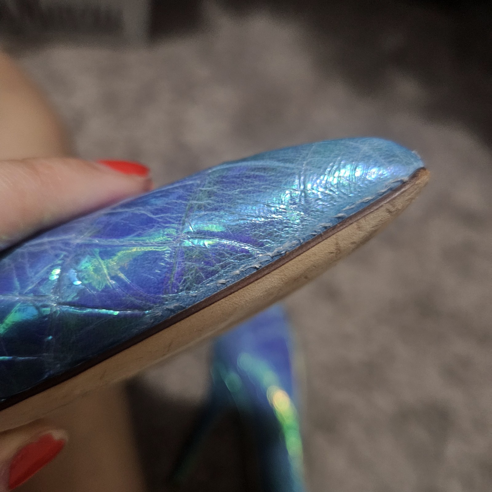 Blue Turquoise Croc Embossed Aquatic Pointy Toe Pump Leather Kate Spade Size 8