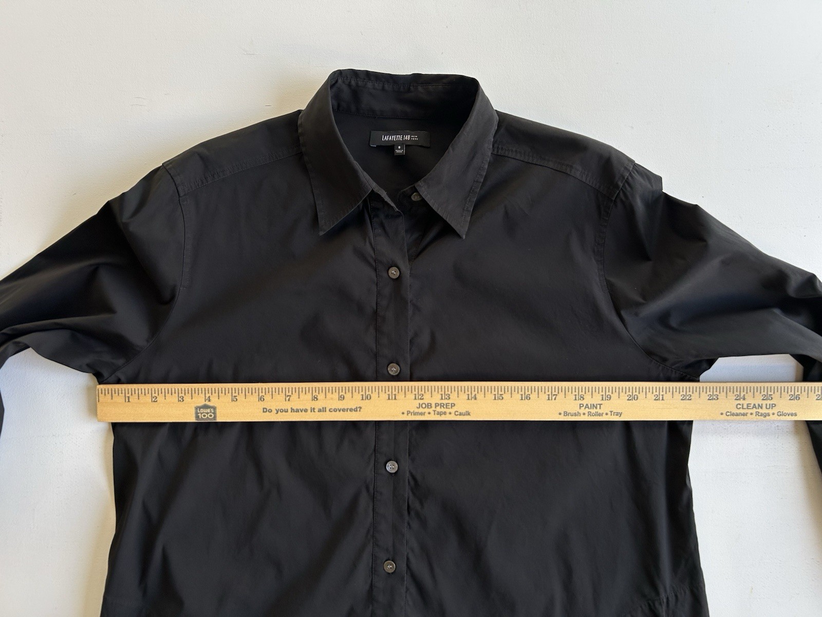 Lafayette 148 Black Poplin Midi Shirt Dress Button Down Pockets Women’s Size 8
