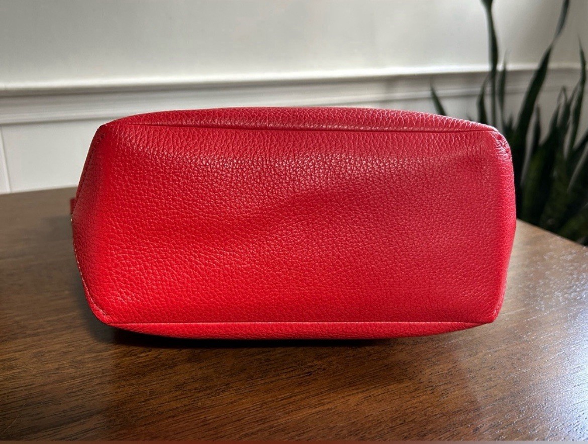 COACH Mini Abby Duffel Shoulder Crossbody Bag RED Pebble Leather
