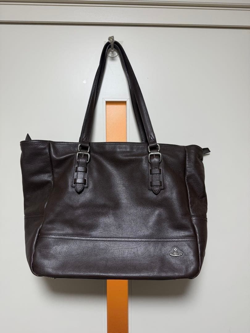 Authentic Vivienne Westwood Tote bag Shoulder Handbag Leather Dark Brown Women’s