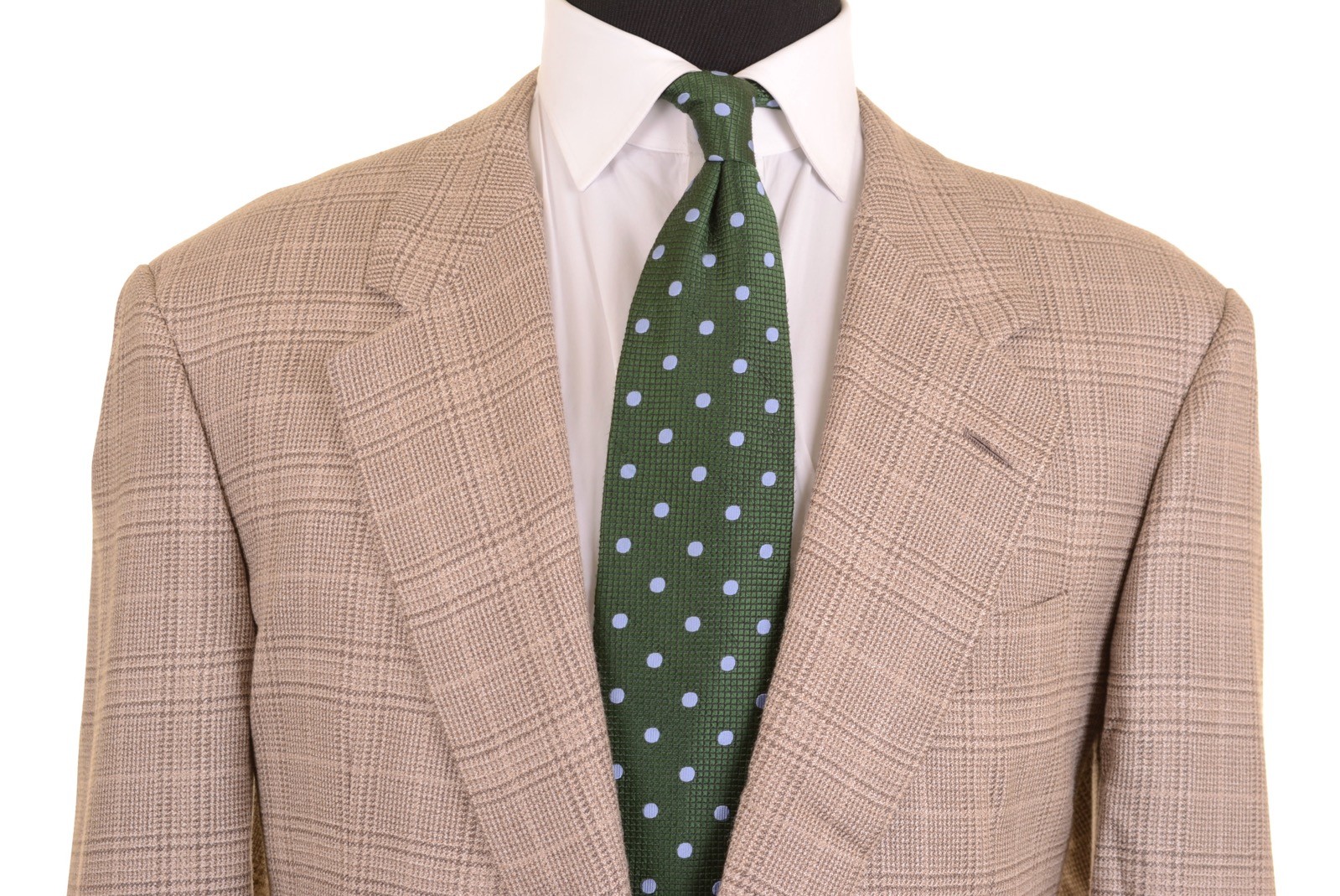 Hickey Freeman Gray Beige Brown SILK WOOL Check Sport Coat Jacket Blazer 44 L