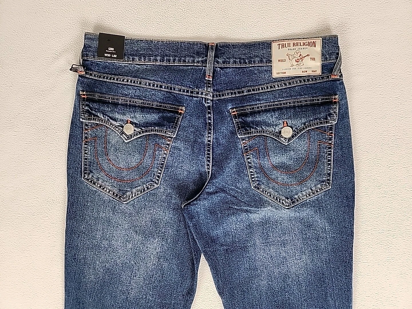 True Religion Geno Relaxed Slim Straight Leg Denim Jeans 33X32 Men’s Blue Flap