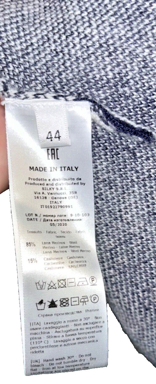 Rosso35 Sweater Womens 44 Wool Cashmere Check Italy Knit Crewneck NWOT