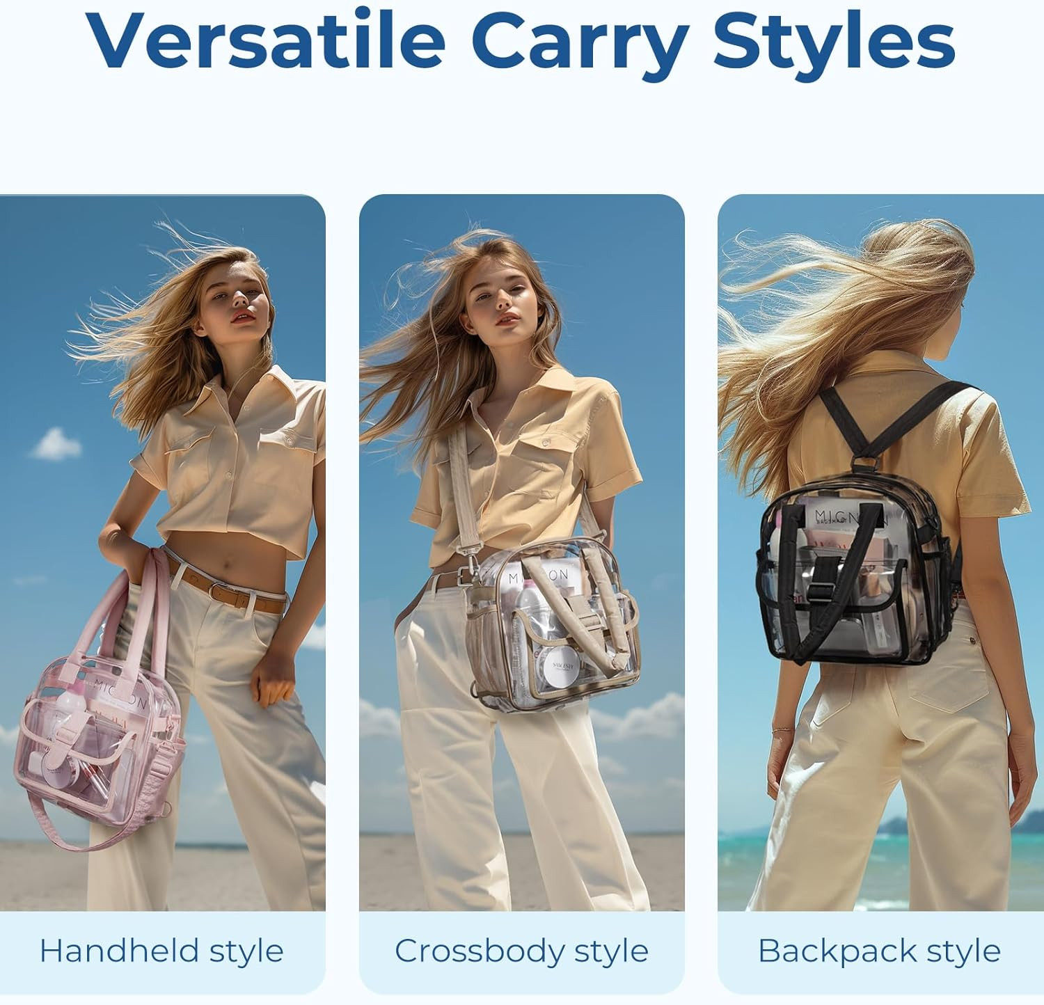 Clear Bag for Stadium Events 12 x 6 x12, Clear Crossbody Bag Tote Bag for Women