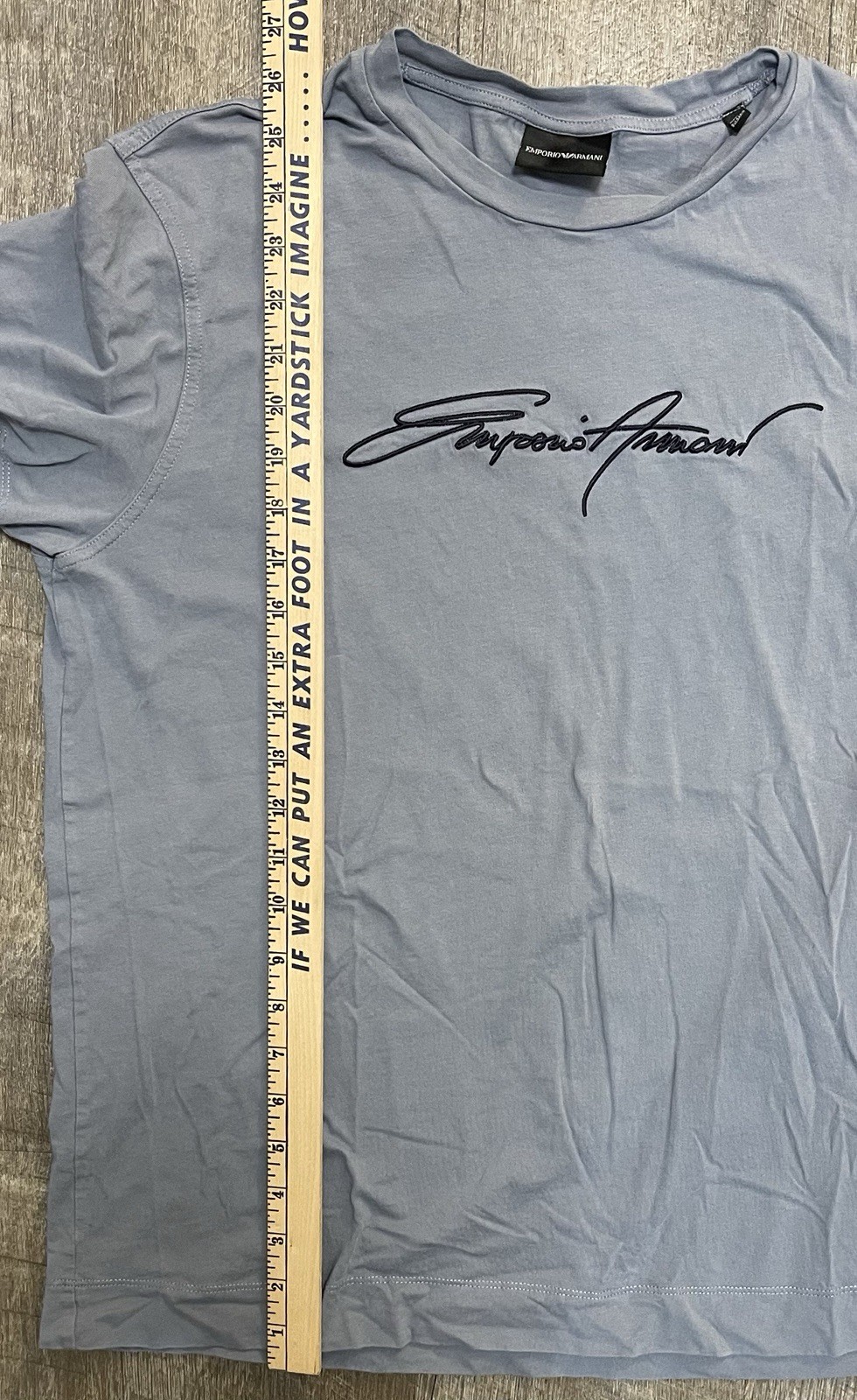 Emporio Armani T-Shirt XL Script Logo Spell-Out Gray Designer Tee Street Hip Hop