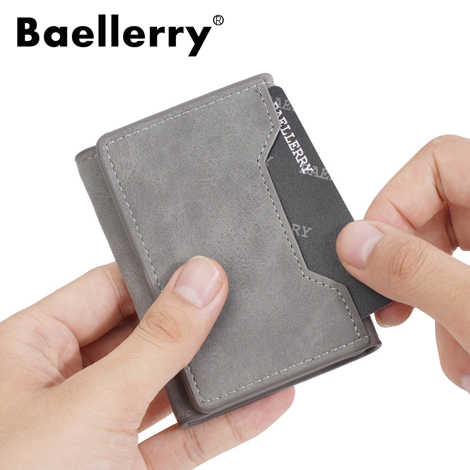 Men Slim Wallet Trifold PU Leather Front Pocket Credit Card Holder Handbag Purse