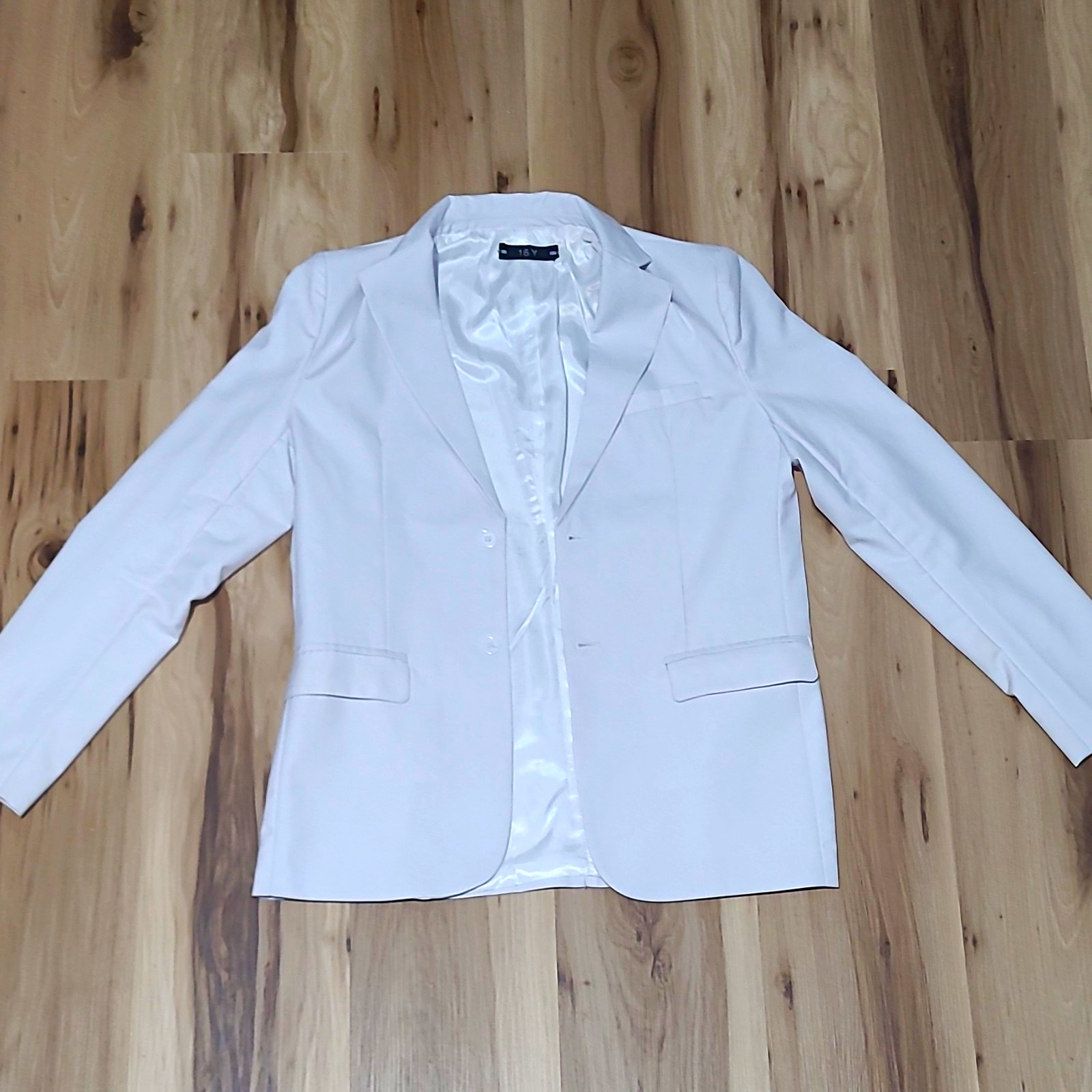 IZY White Short Blazer Suit Jacket 16Y Lined Long Sleeve Button Formal