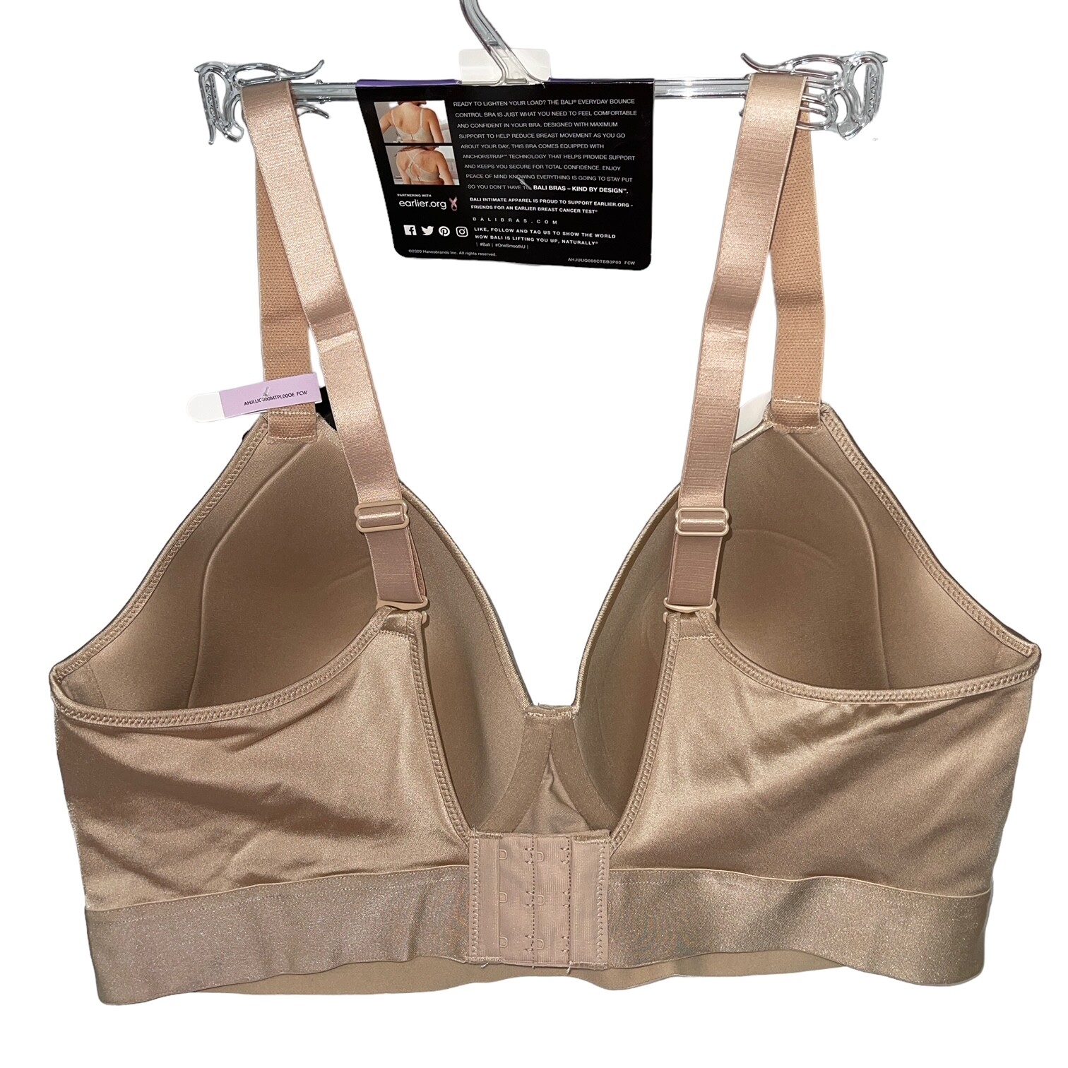 Bali Bra Underwire Bounce Control Wide Support Band Smoothing Cool Comfort 3456