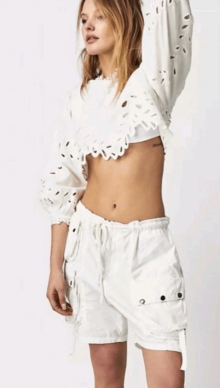 Free People Moon Bay Parachute Shorts Size M White So Cute And Comfy!