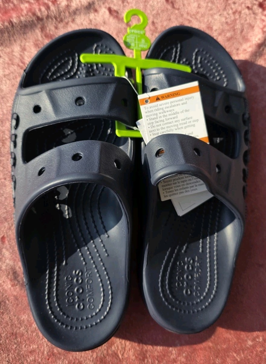 Crocs Iconic Baya Classic Sandals in Dark Navy M7/W9 NWT Original Packing (B-68)