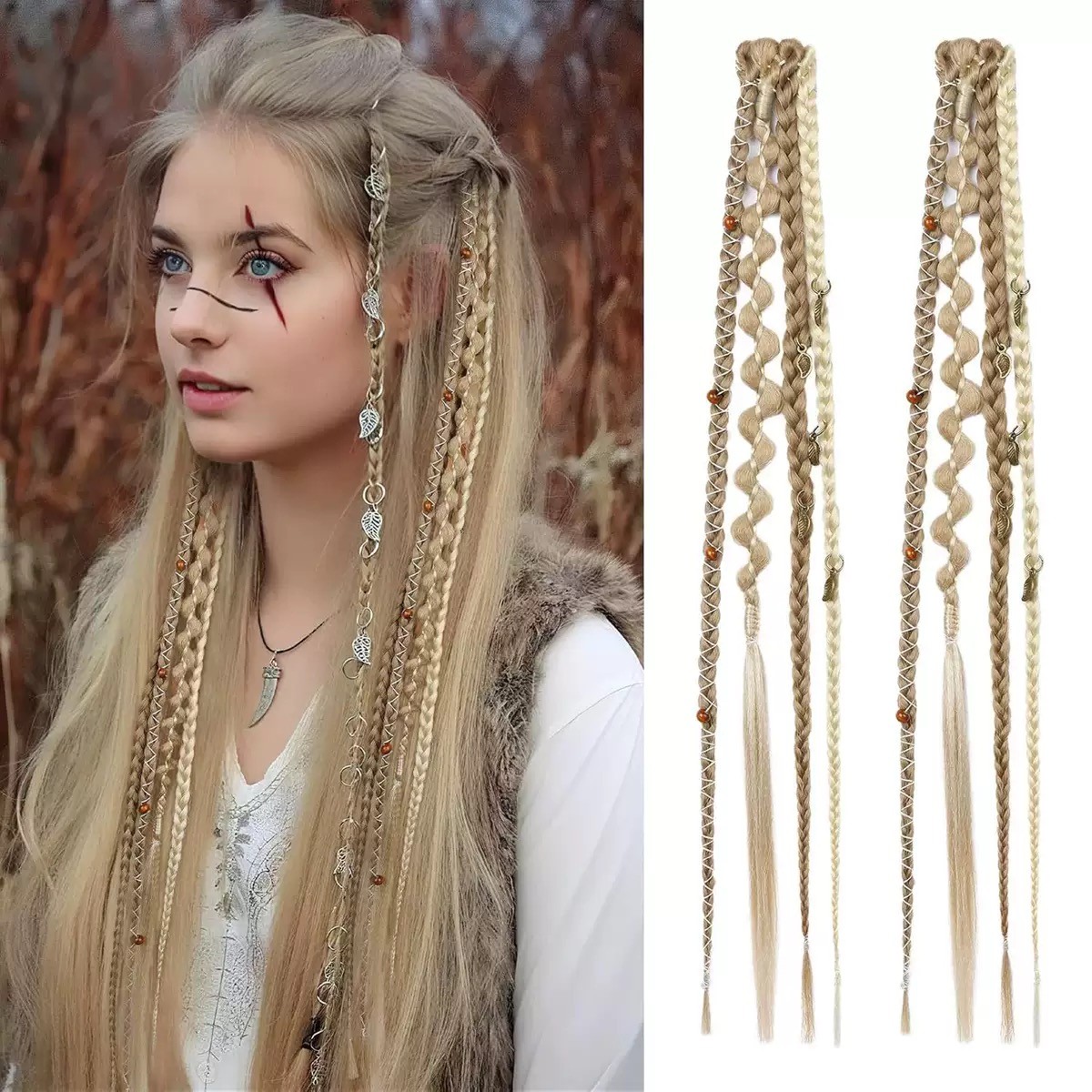 New! A pair(2 sets) Boxing Braid Synthetic Hair Bohemian Extension Clip in