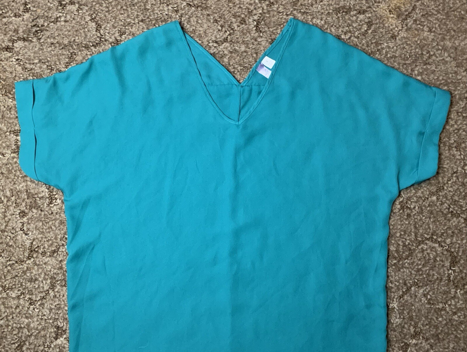 Alya Blouse Womens Small Blue Green Teal Short Sleeve Top Casual