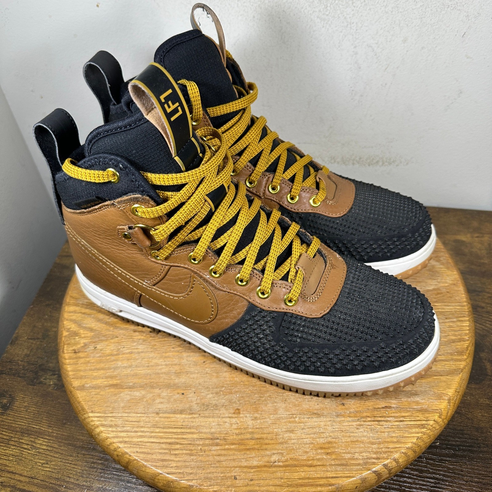 Nike Lunar Force 1 Duckboot Ale Brown Black Gold 805899-202 Mens 11 High Top