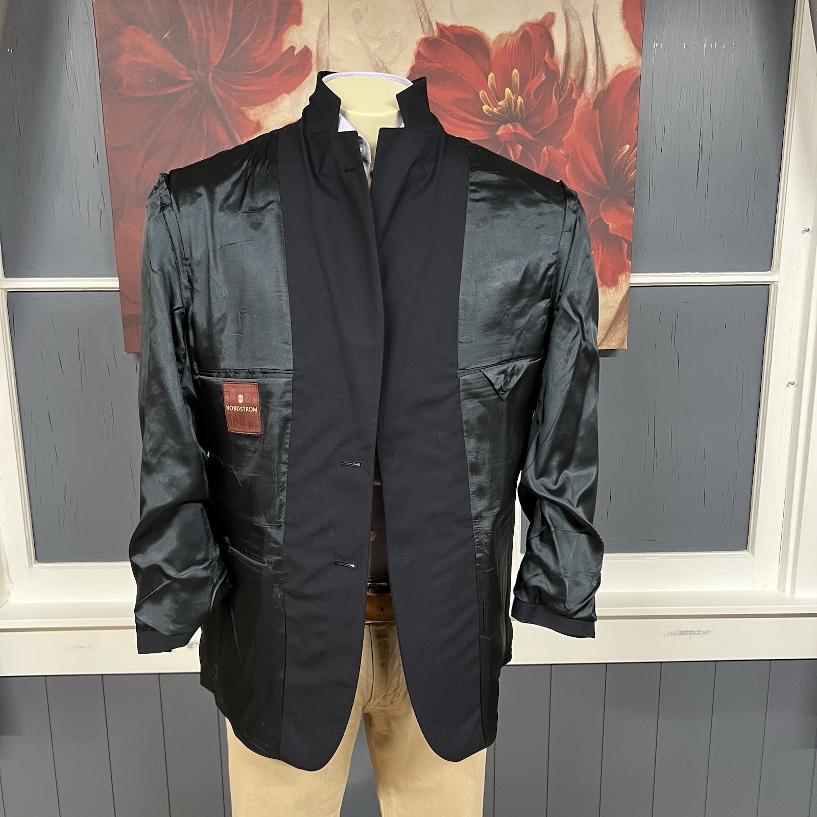 Vintage Nordstrom (*Altered) Blazer Golden Buttons Jacket Mens 40R Wool Navy