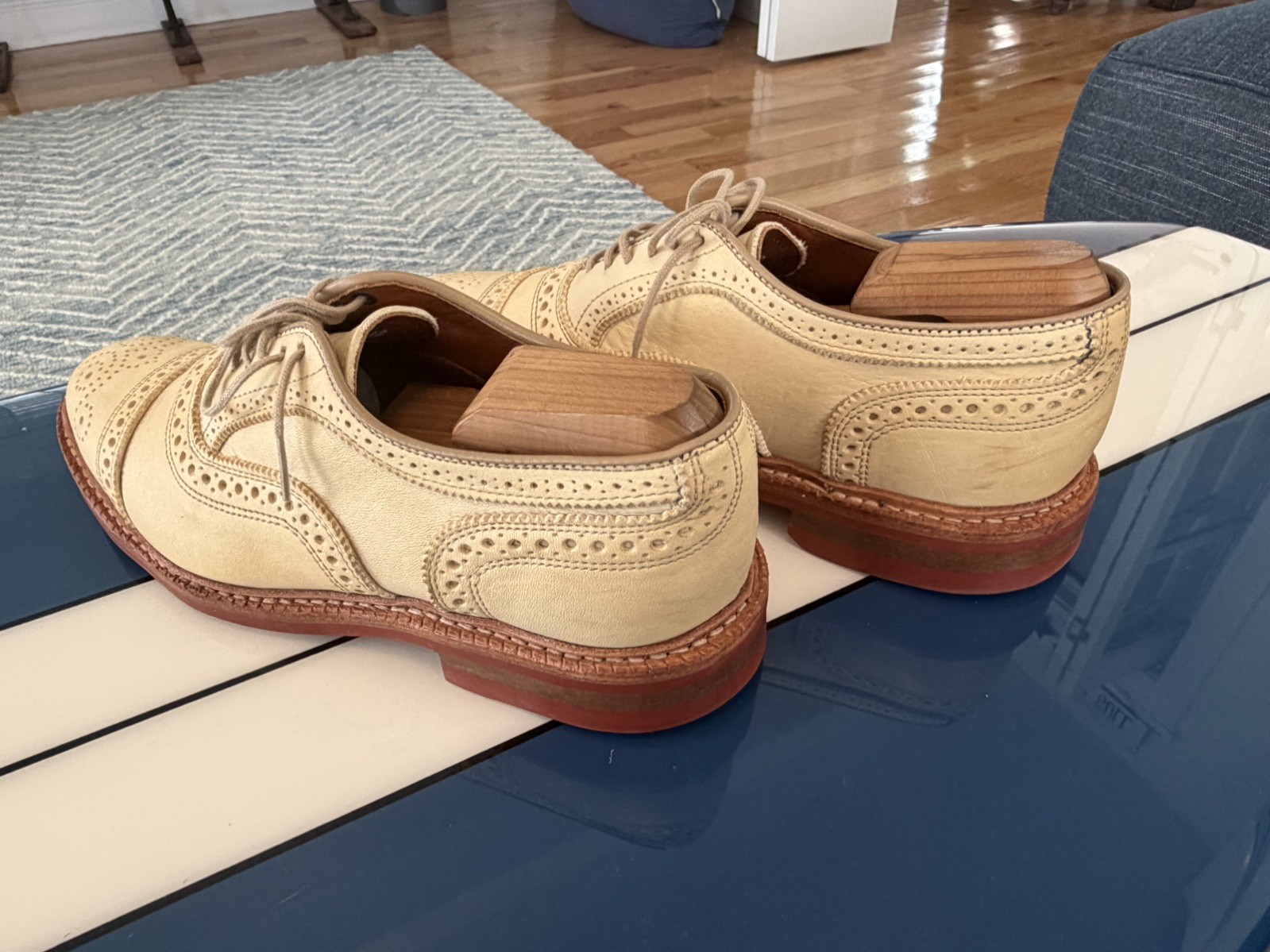 Allen Edmonds Strandmok Men’s Leather Oxford, Ivory/Bone, Size 7.5D