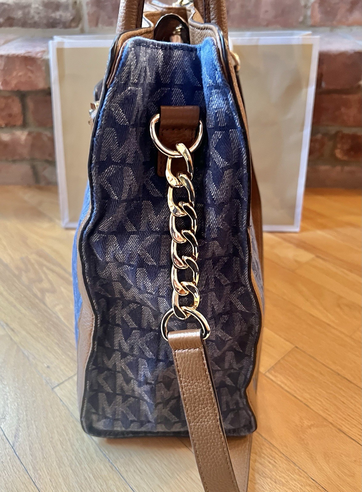 Michael Kors Large Hamilton Frame Out Monogram Denim Tote & Wallet Set